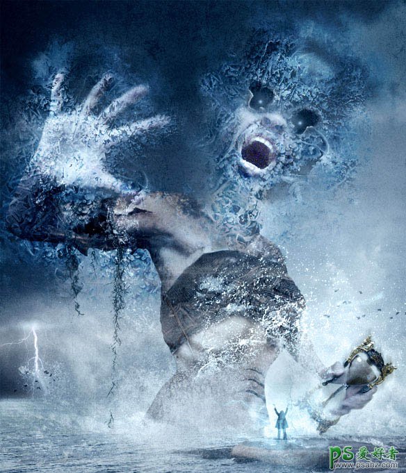 PS科幻电影场景合成教程：打造一幅魔法冰冻的海妖场景图片