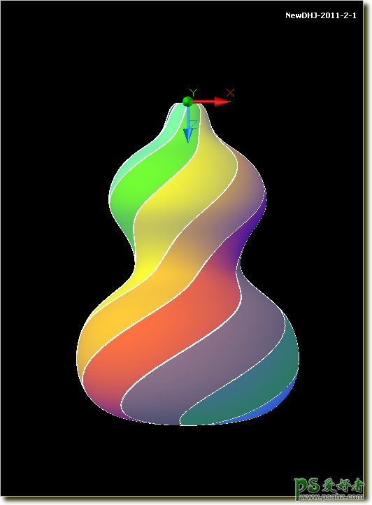 CAD三维建模实例教程：学习绘制一个漂亮的七彩葫芦模型图。