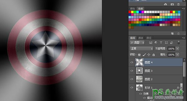 Ps制作icon图标，美国队长盾牌icon，icon图标制作实例教程
