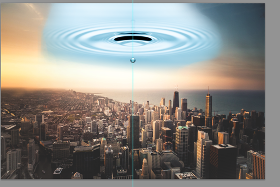 Photoshop合成一幅人物从天空中穿越到一个新的城市科幻场景。