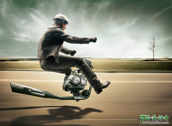 超越现实主义的摩托车广告设计作品，创意时尚的高科技摩托车设计
