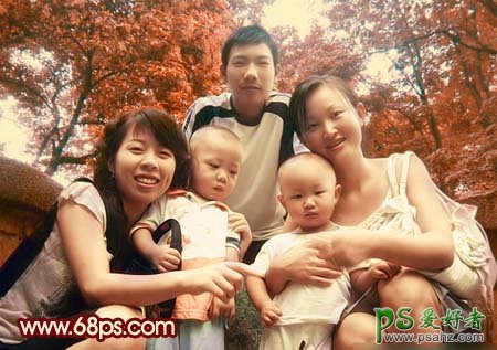 PS给幸福的家庭照片调出古典艺术风格