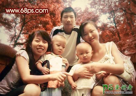 PS给幸福的家庭照片调出古典艺术风格