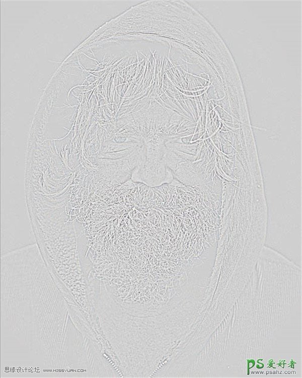 PS照片修复教程：学习给曝光不足的大胡子老人肖像照片进行锐化。