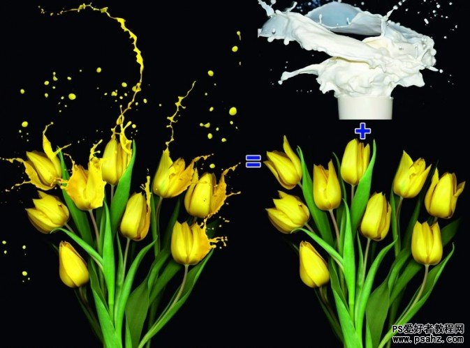 photoshop合成奶油喷溅效果的郁金香图片