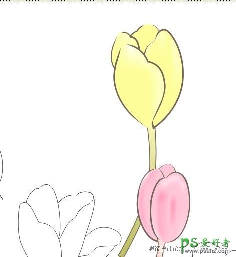 CorelDRAW鼠绘教程：手工绘制漂亮的花卉工笔画-花朵工笔画图片