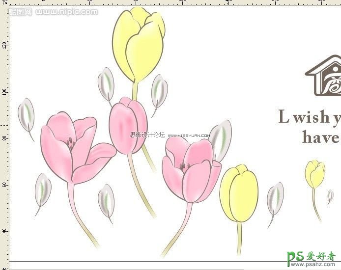 CorelDRAW鼠绘教程：手工绘制漂亮的花卉工笔画-花朵工笔画图片