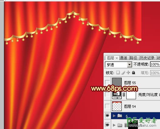 PS失量图素材制作教程：学习设计一款喜庆风格的红色金边帷幕