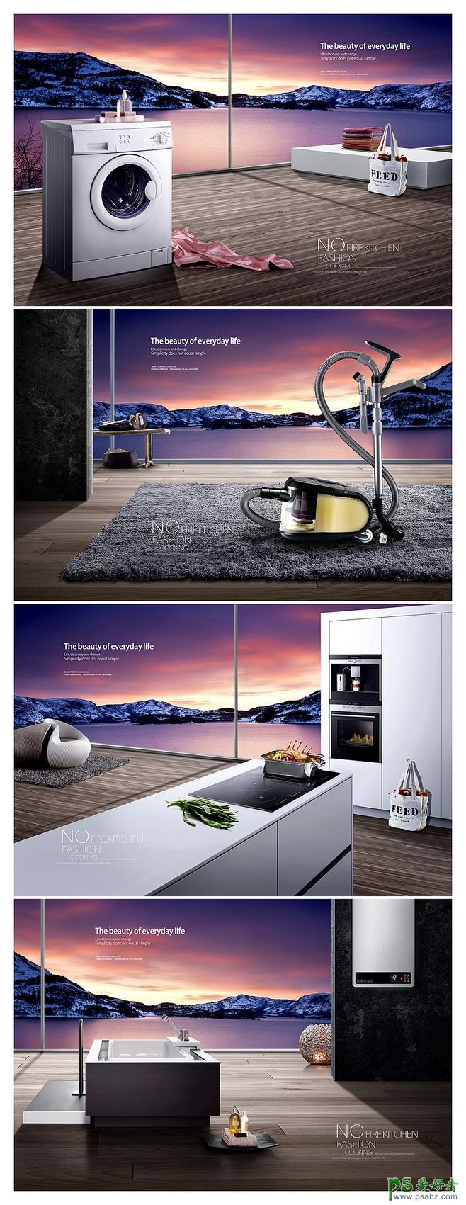 欣赏一组家用电器平面海报设计作品，漂亮大气的电器广告设计。