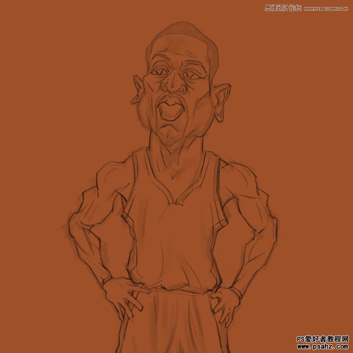 PS鼠绘NBA篮球巨星韦德搞怪肖像图