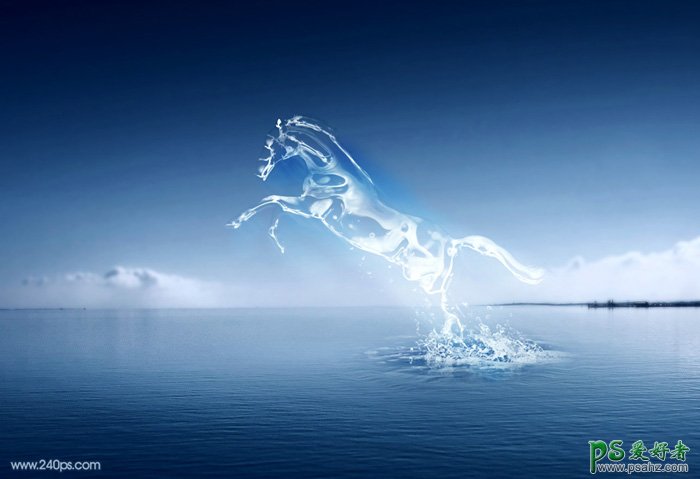 PS图片特效制作教程：创意打造从水中腾飞出的骏马效果图