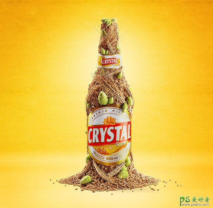 漂亮的啤酒宣传广告设计，CRYSTAL麦芽啤酒创意设计作品