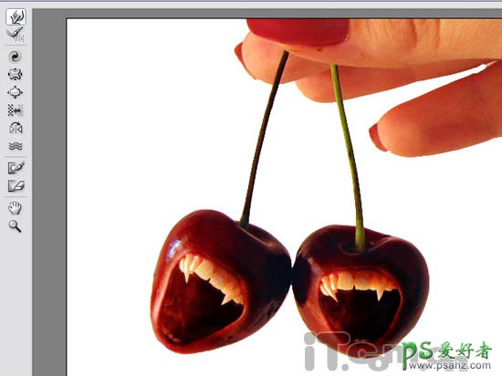 PS合成教程：合成一例张着血盆大嘴的樱桃搞笑图片
