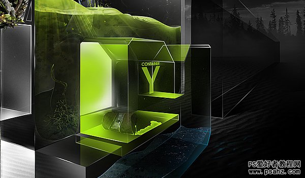 photoshop创意设计3D水晶立体效果的生态系统海报