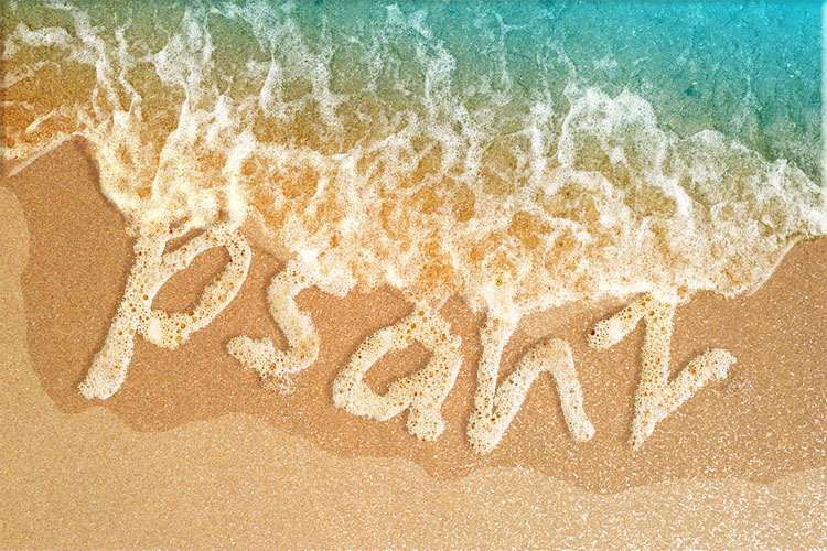 漂亮的浪花效果文字，水沫字效 PS文字特效 制作海滩上泡沫文字