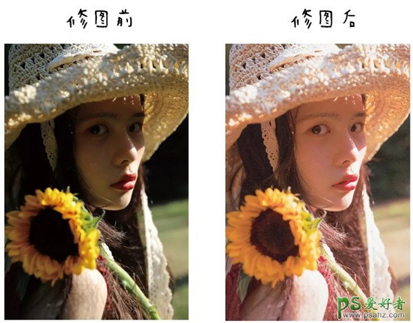 PS日系复古调色教程：给清纯少女人像写真照调出复古暖色效果