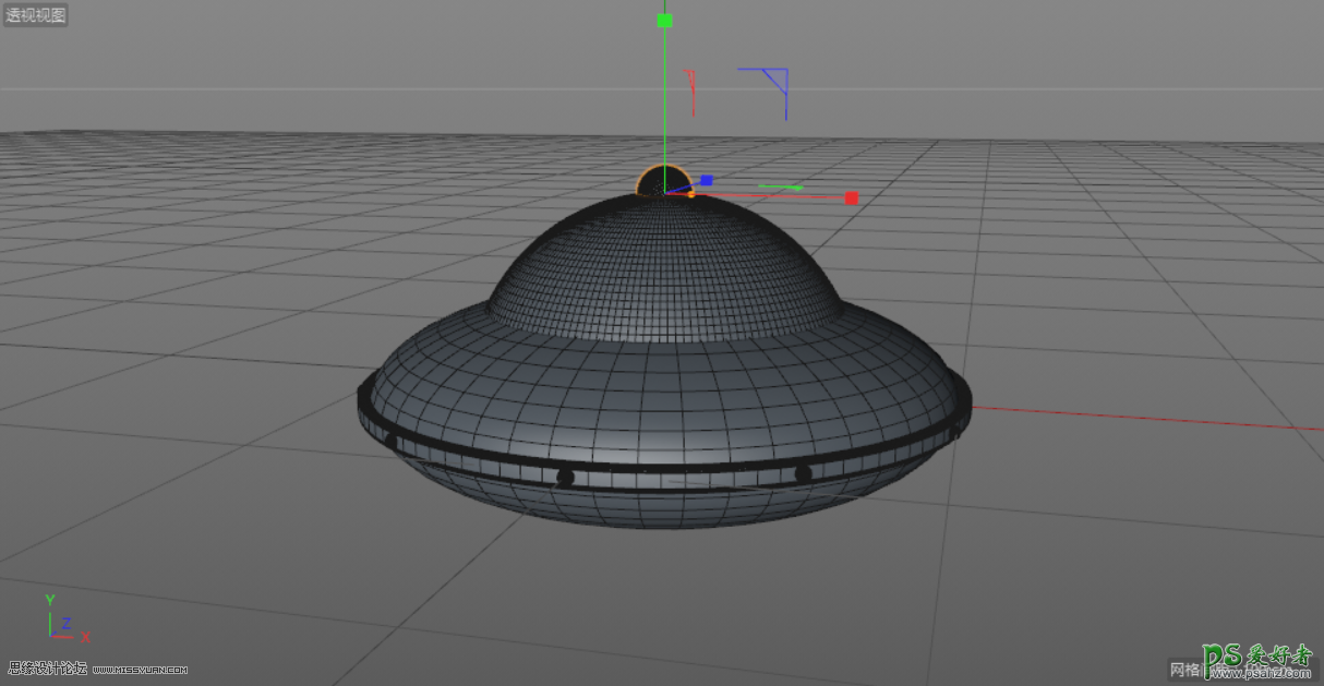 C4D建模教程：学习制作ufo飞碟模型，小黄人ufo飞碟建模及渲染。