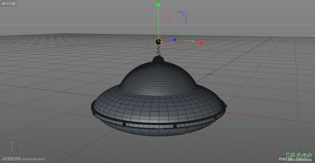 C4D建模教程：学习制作ufo飞碟模型，小黄人ufo飞碟建模及渲染。
