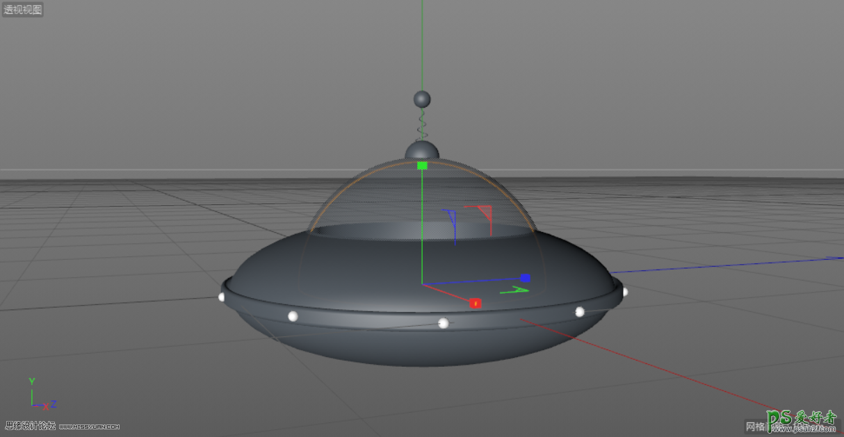 C4D建模教程：学习制作ufo飞碟模型，小黄人ufo飞碟建模及渲染。