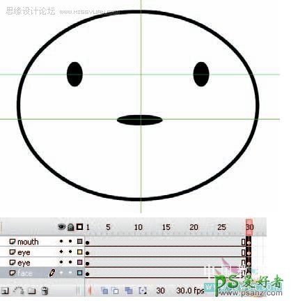 Flash cs3表情头像制作教程：绘制一个可爱的动态大头表情