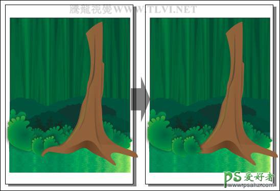 CorelDRAW绘制漂亮的绿色森林卡通风景图片，绿色树林场景图片