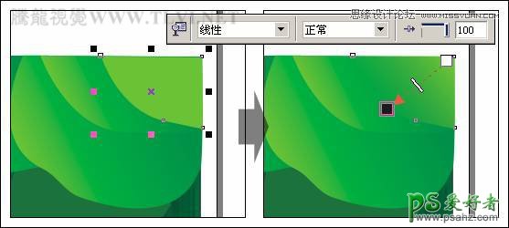 CorelDRAW绘制漂亮的绿色森林卡通风景图片，绿色树林场景图片