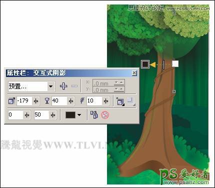 CorelDRAW绘制漂亮的绿色森林卡通风景图片，绿色树林场景图片