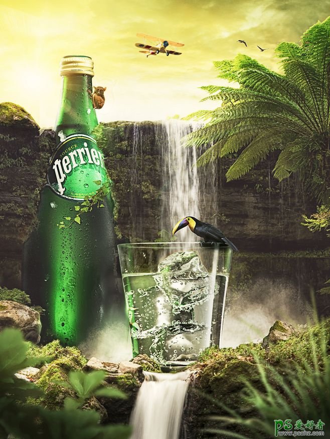 纯净清爽的大自然生态海报设计作品，感受纯净大自然的产品海报。