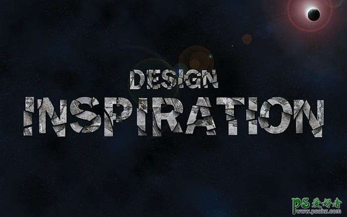 PS海报字制作教程：设计科幻星球海报效果的裂纹碎块字体实例