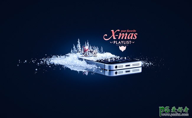 PS合成设计作品：荷兰Kevin以圣诞为主题的创意苹果手机合成设计