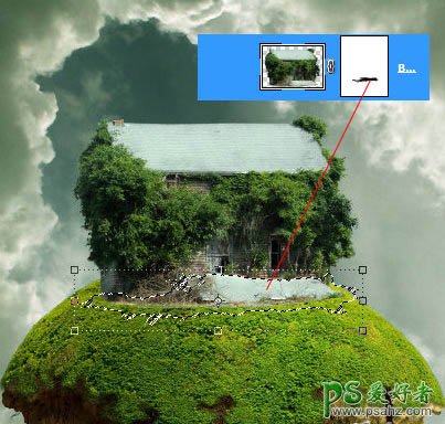 ps合成教程：合成科幻效果的古老树屋-天空中飞翔的古树效果