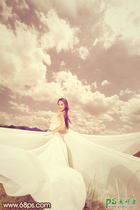photoshop调出甜美色彩婚纱照美女图片