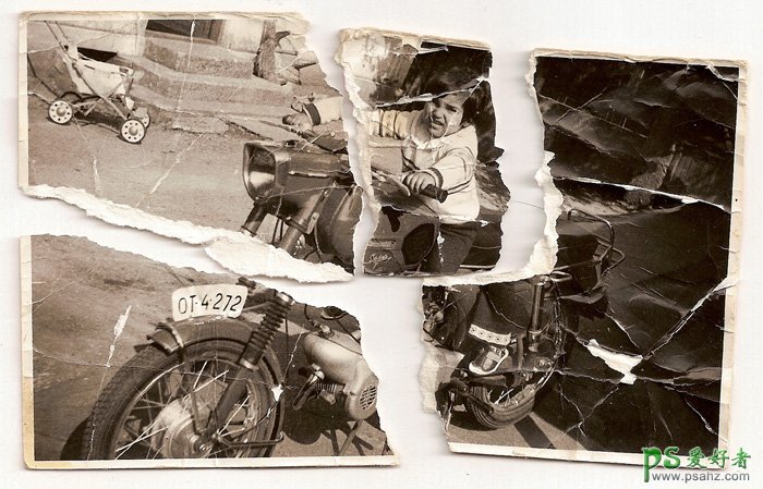 ps破损照片修复教程：学习修复撕裂的旧照片，老照片教程