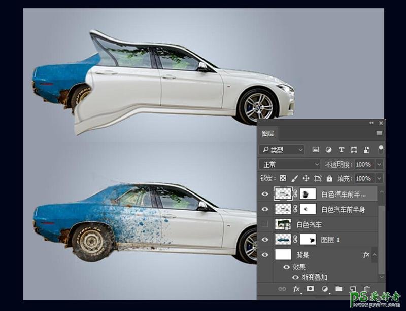 PS个性汽车海报制作：利用溶图技术打造非常有趣的动感汽车海报图