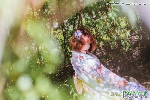 PS美女后期教程：给夏日外拍的和服美女写真照调出甜美小清新效果