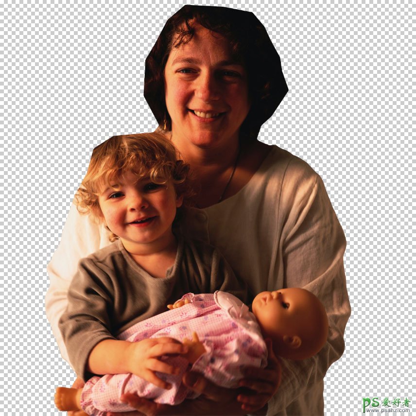 PS钢笔工具抠图实例：利用钢笔结合通道工具完整抠出室内母子照片