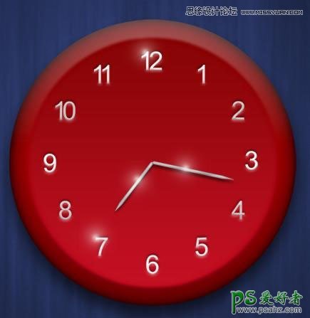 photoshop鼠绘实例教程：手绘质感立体风格的红色钟表失量图