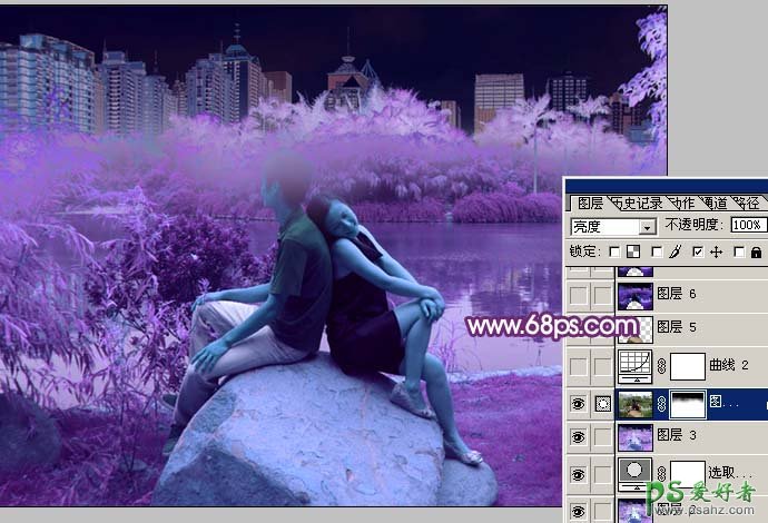 photoshop调出梦幻绚紫风格情侣艺术照