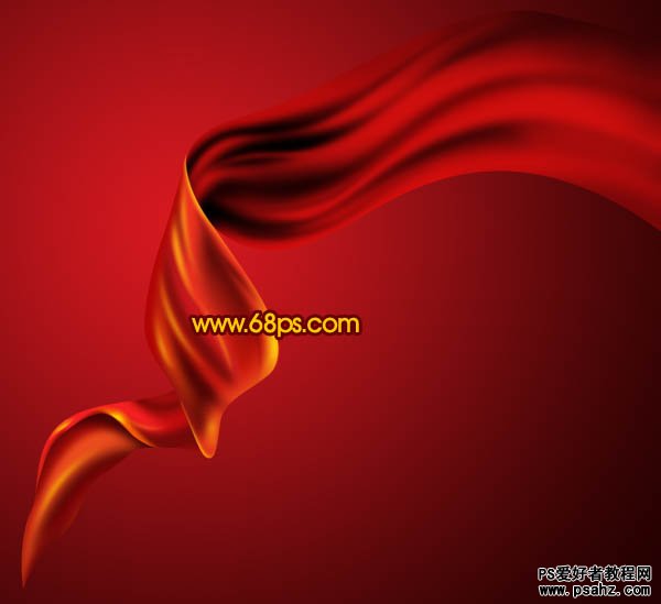photoshop设计飘逸的火红色丝缎飘带素材图片教程