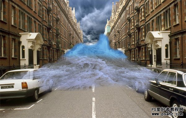 PS合成2012世界末日场景特效：被洪水冲刷的城市