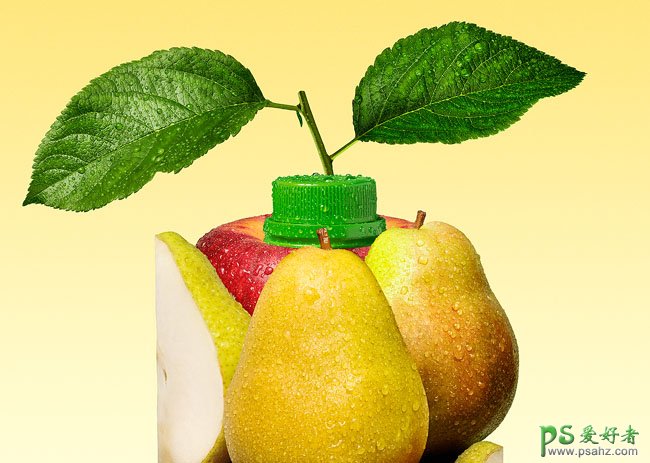 Green Day果汁饮料创意合成设计作品，水果饮料创意宣传设计图片