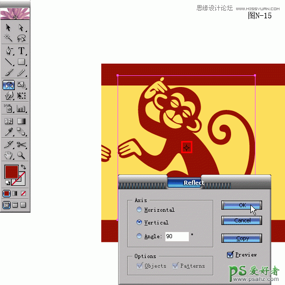 Illustrator新年贺卡设计教程：制作红色风格的猴年贺卡图片