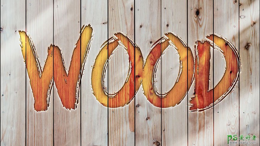 木纹立体字效 Photoshop制作木板上雕刻效果的文字