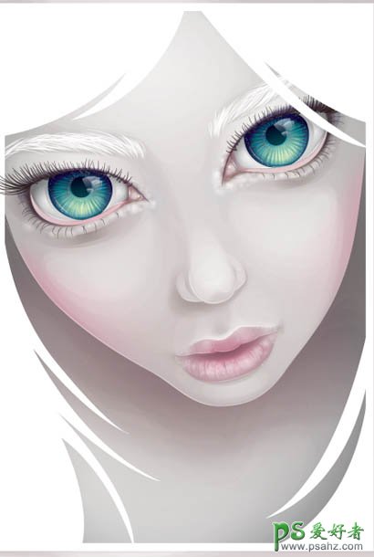 PS鼠绘教程：手绘可爱恐怖的大眼UFO漂亮女孩，外星美女形象