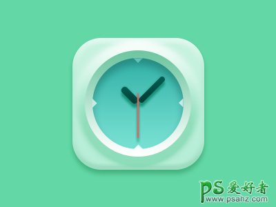 PS图标制作教程：利用图层样式来制作一个绿色清新的时钟图案。