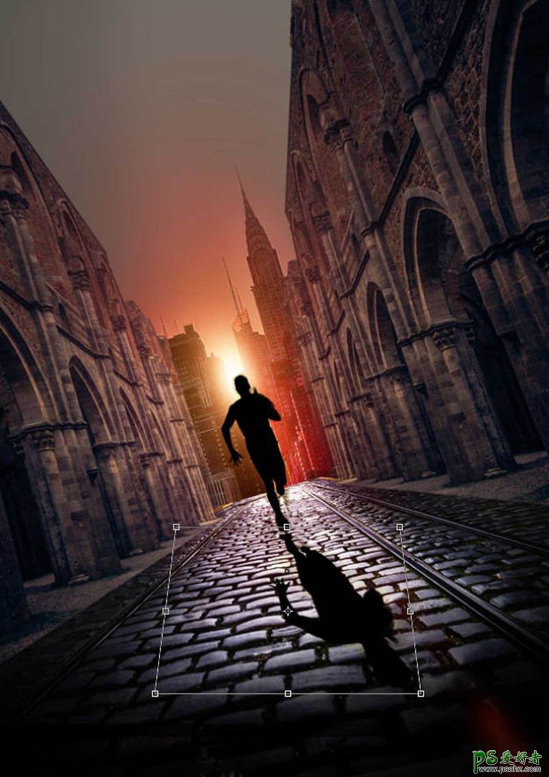 Photoshop设计一张逃离城市的海报场景，逃离题材电影主题海报。