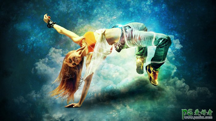 Photoshop合成教程：创意合成星空上的美女舞动场景特效图片