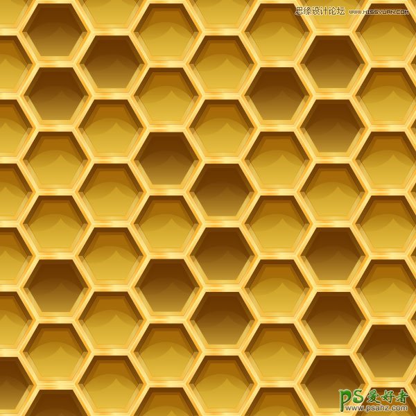 Illustrator制作质感立体效果的蜂巢失量图素材，黄色甜蜜蜂巢