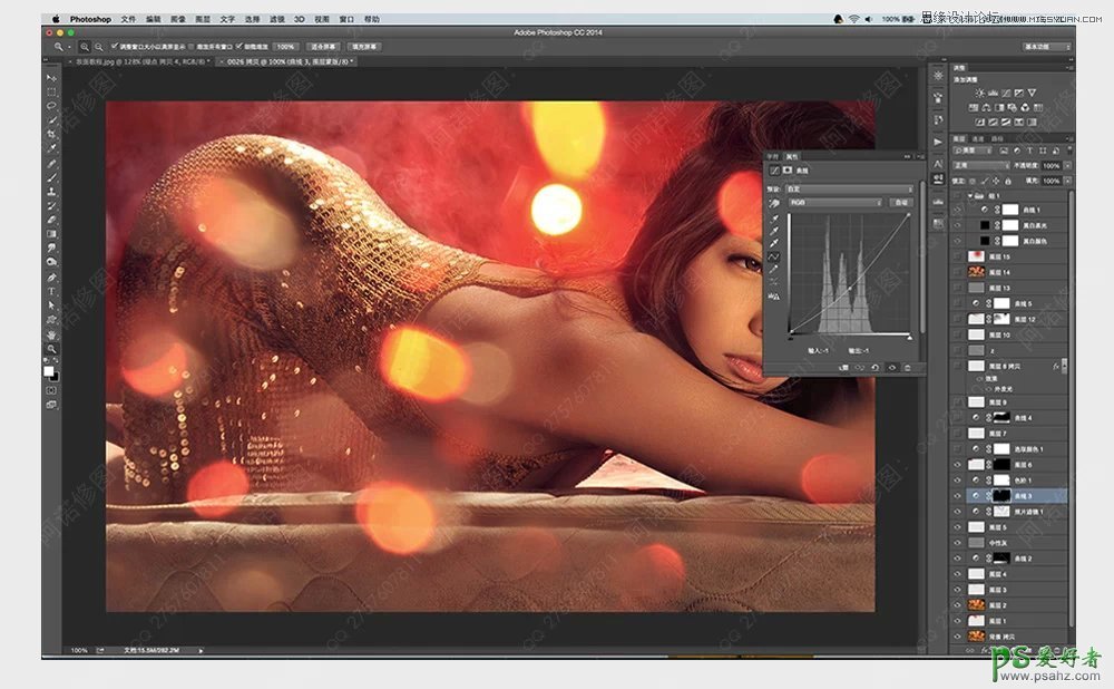 Photoshop给翘臀美女私房艺术照片制作出金色质感的肤色效果