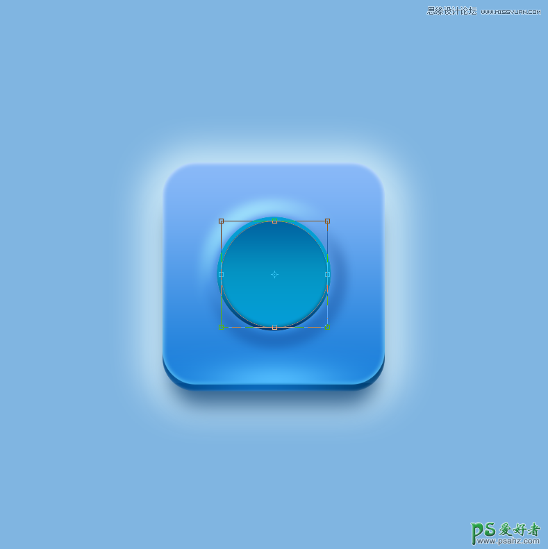 PS手工制作蓝色水晶质感的APP图标，漂亮的ICON按钮图标制作教程